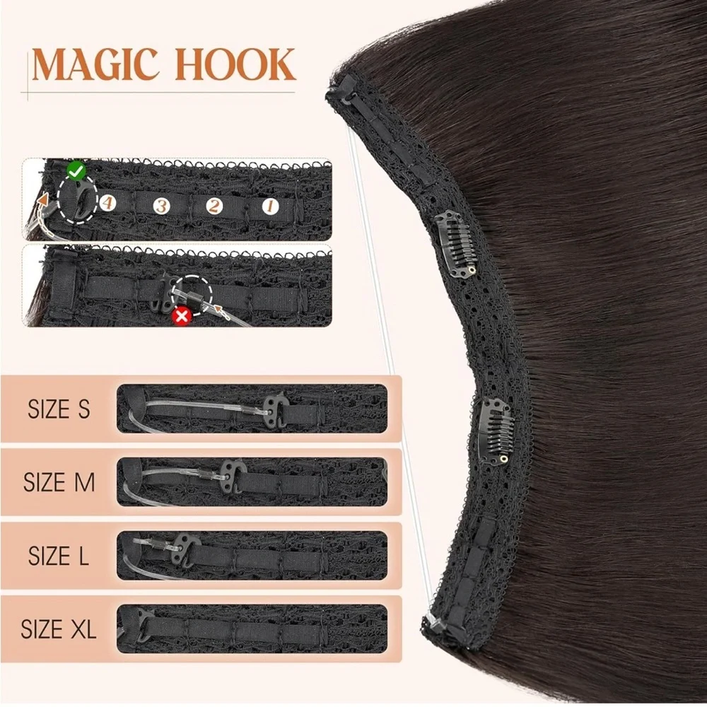 Natural Black Remy Human Hair 16 Inch Halo Hair Extensions